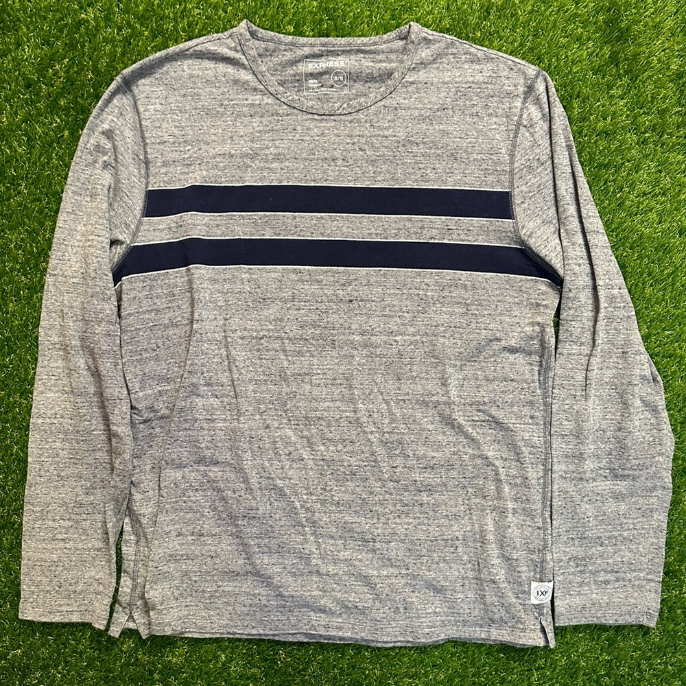 Express Long Sleeve Striped T Shirt Gray Men's XL.